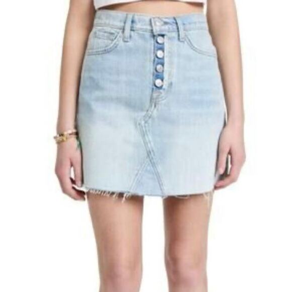 NWOT Abercrombie Kids Light Wash Denim Button Front Mini Skirt Size 11/12 - Picture 1 of 5